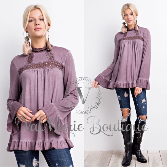 ValMarie Tops - LAST 1!  Dusty plum boho Blouse